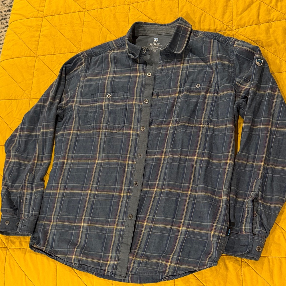 Alpine Design Navy and Yellow Plaid Shirt
